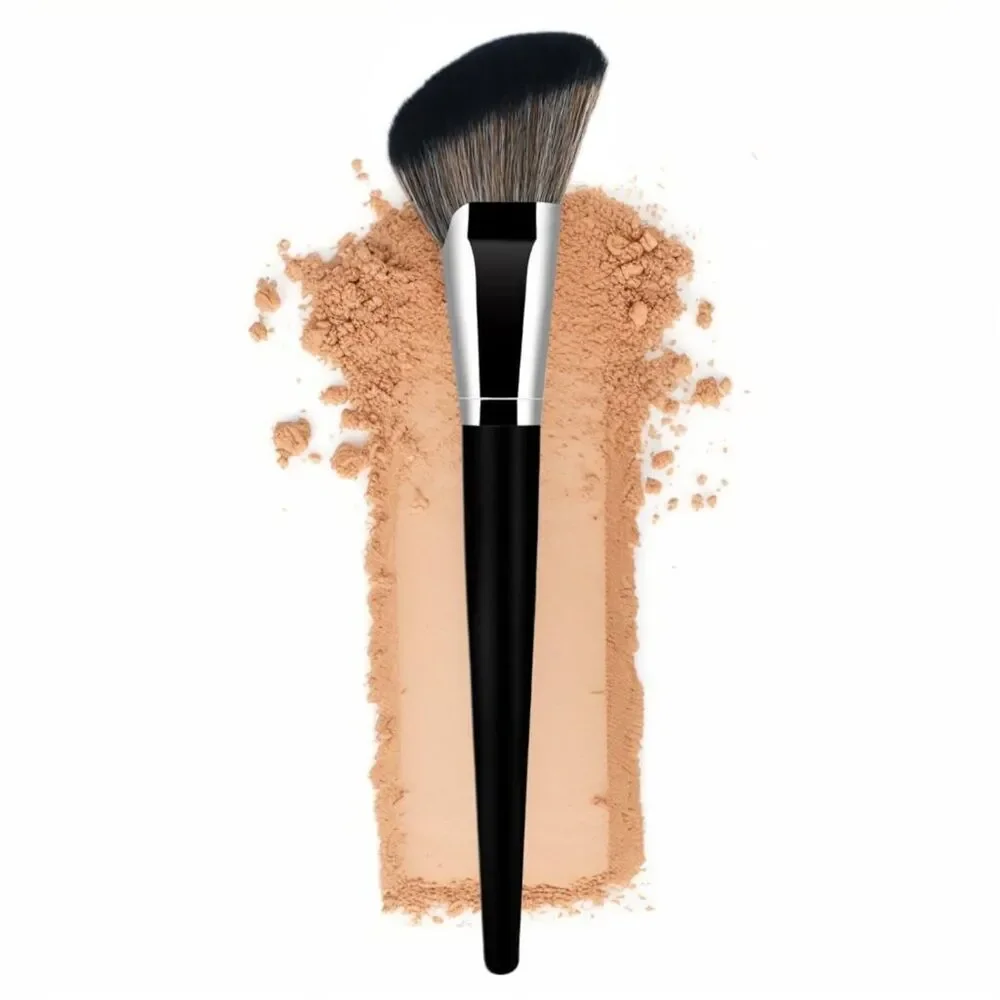 Banidy Black Angled Foundation Makeup Brush With Wooden Handle For Blending